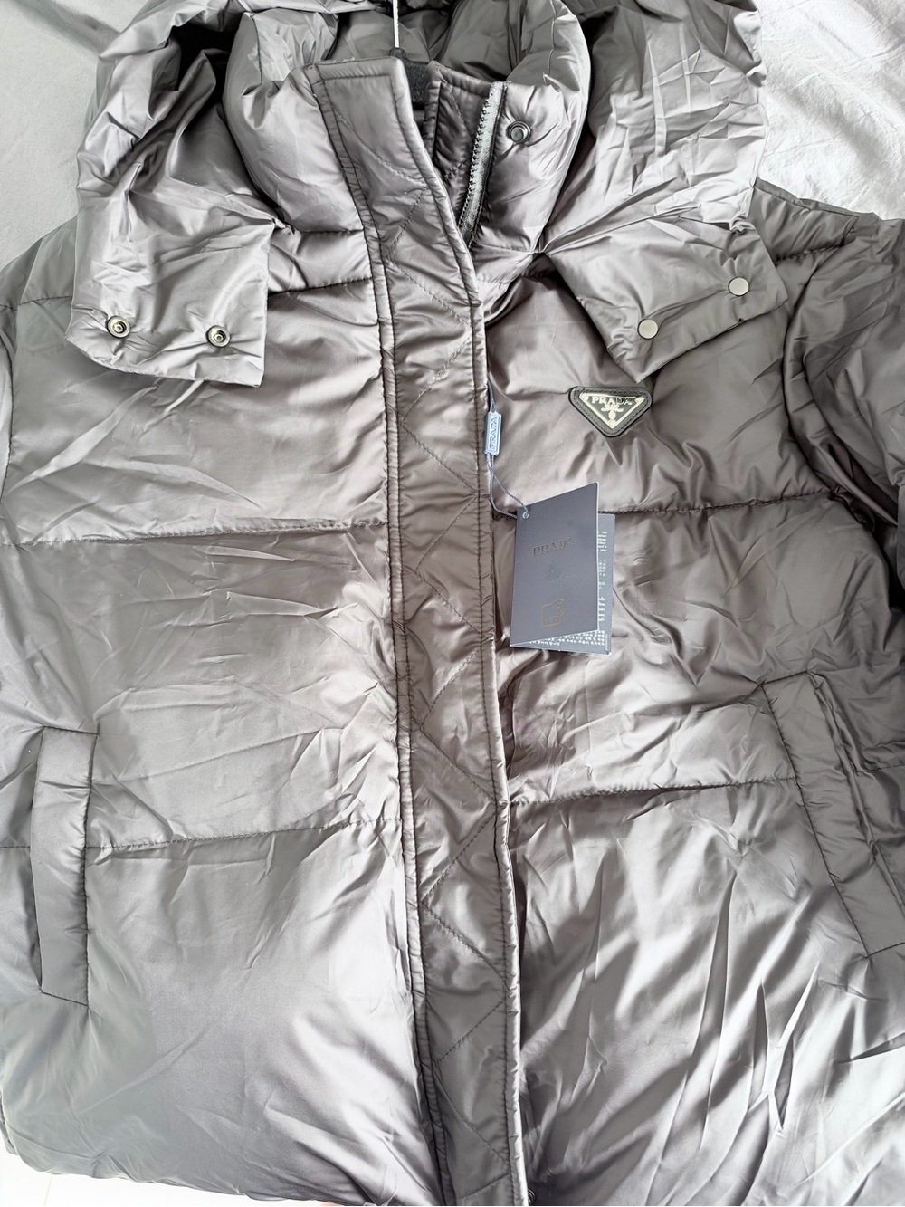 Prada black Hooded Quilted Puffer Jacket - Picture 7 of 12